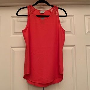 VAN HEUSEN blouse with lace shoulders coral SP